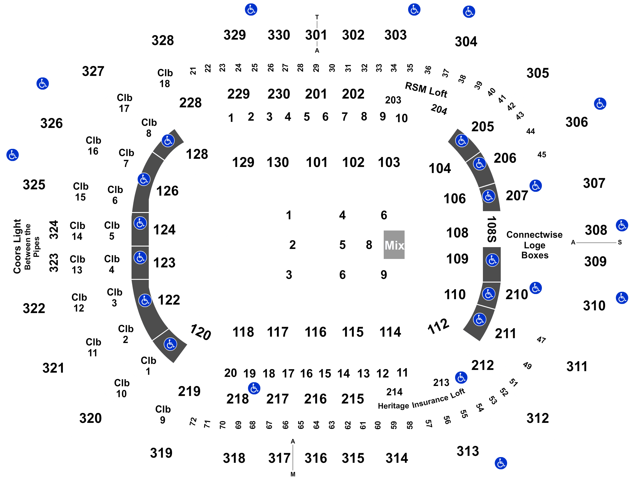 Amalie Arena's fixed stadium seating manufactured by Irwin Seating