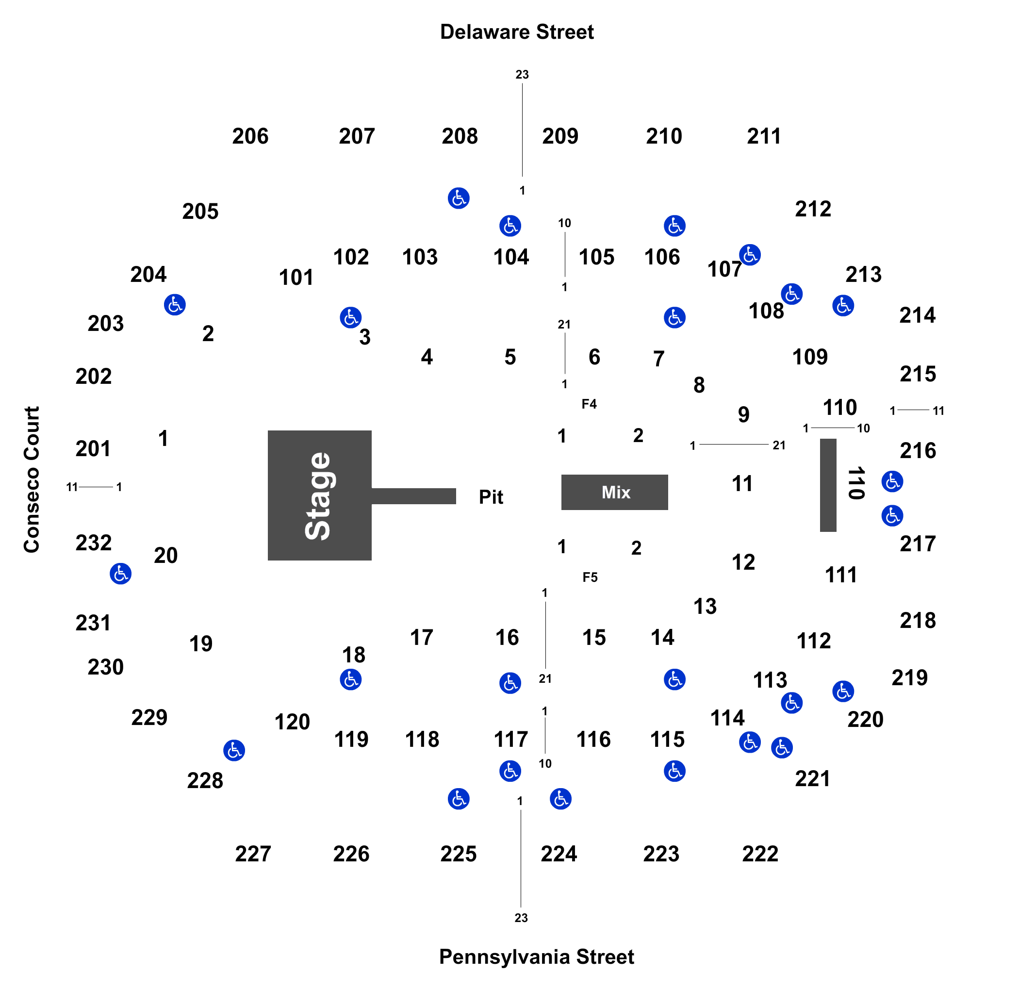 Detailed Seating Chart For Bankers Life Fieldhouse