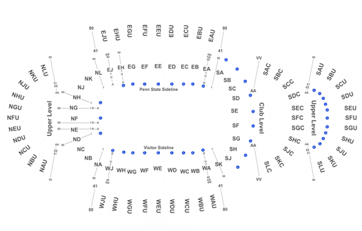 Beaver Stadium Club Level Seating Chart