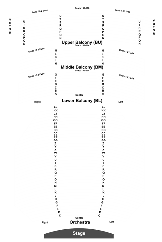 Seating Chart For Bob Hope Theater