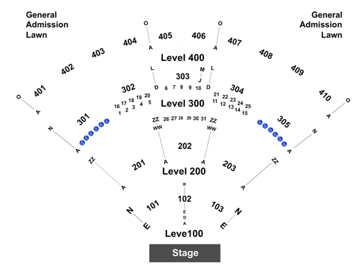 Budweiser Stage Detailed Seating Chart