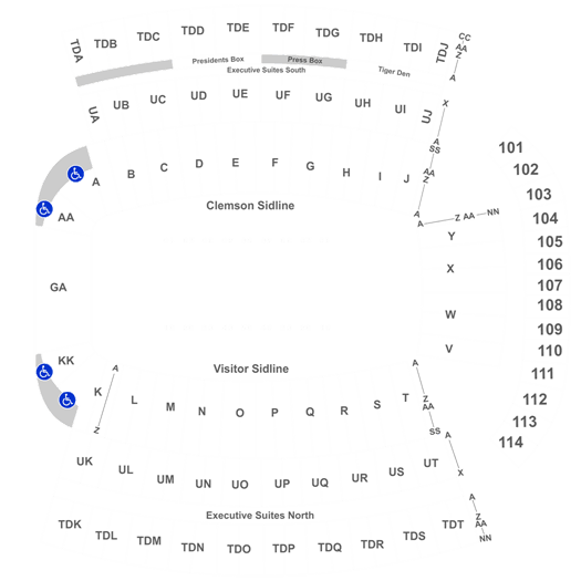 Seating Chart Clemson Memorial Stadium Football