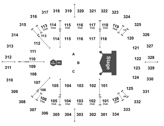 Moda Center seat & row numbers detailed seating chart, Portland 