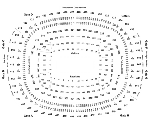 Redskins Fedex Field Seating Chart