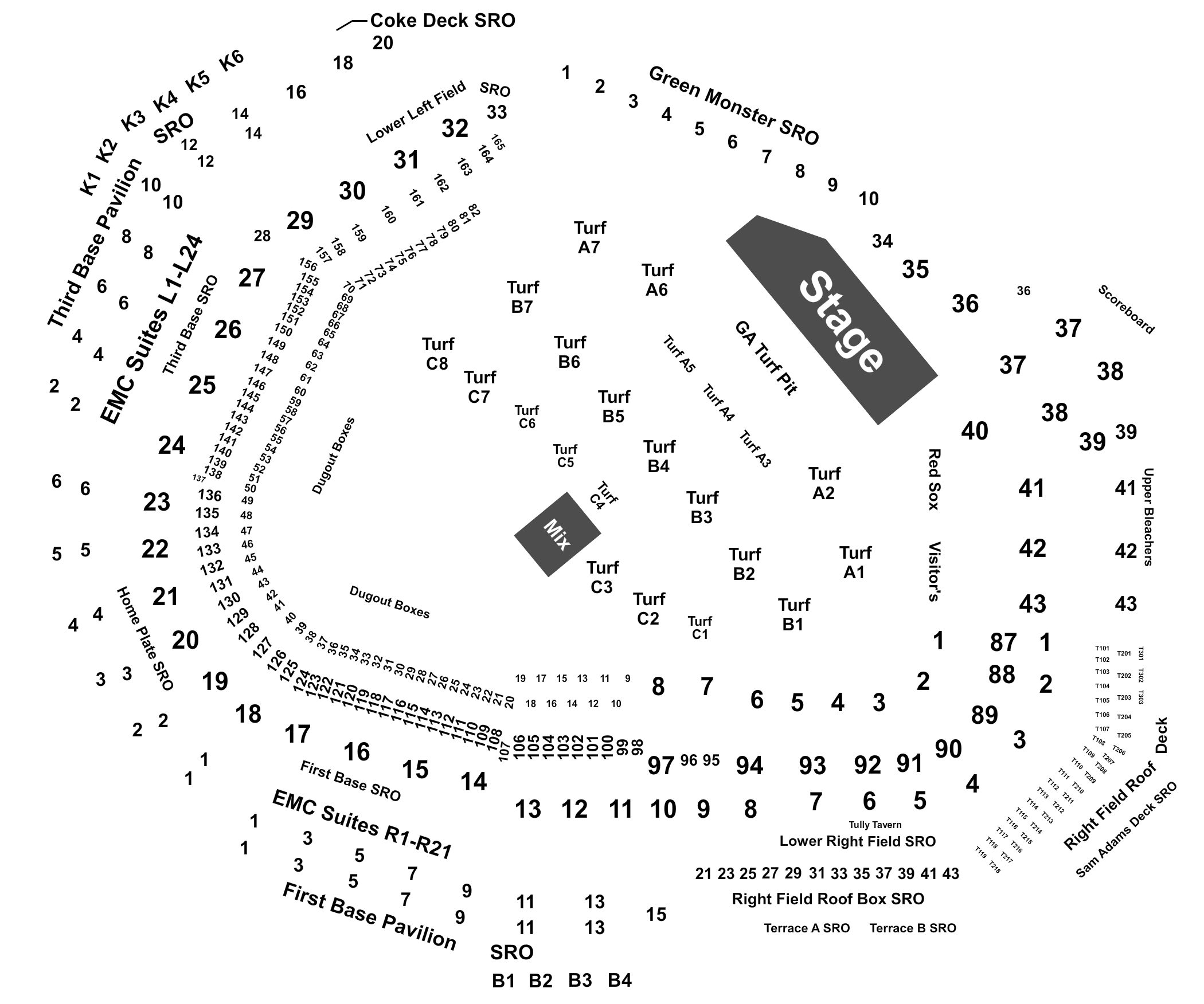 fenway park concert seating chart