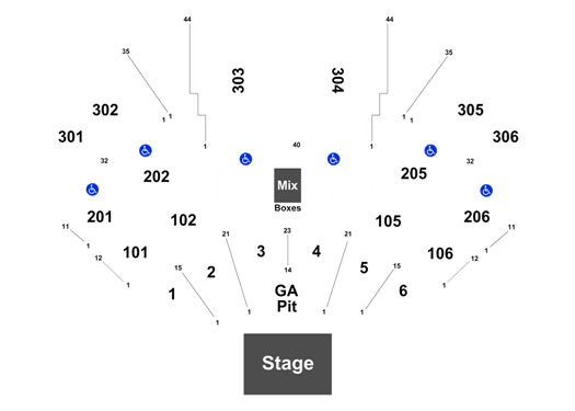 Five Point Amphitheater Seating Chart With Seat Numbers