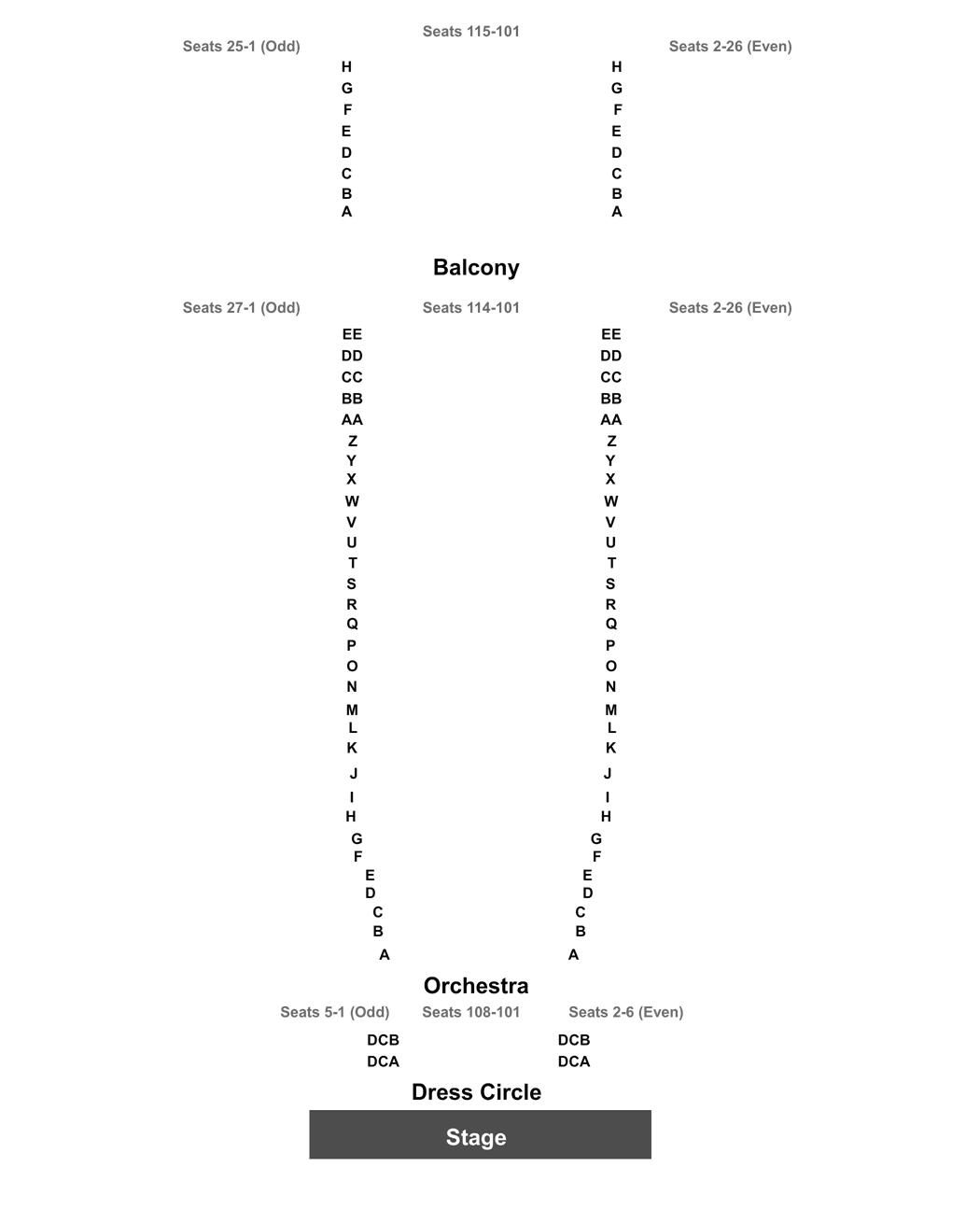 Flynn Mainstage Seating Chart