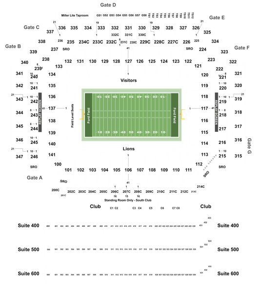 lions packers tickets ford field