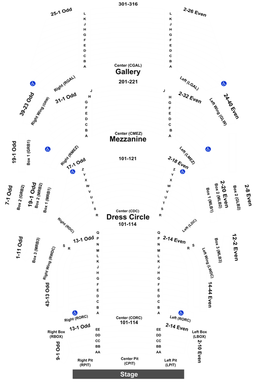 Gallagher Bluedorn Performing Arts Center Seating Chart