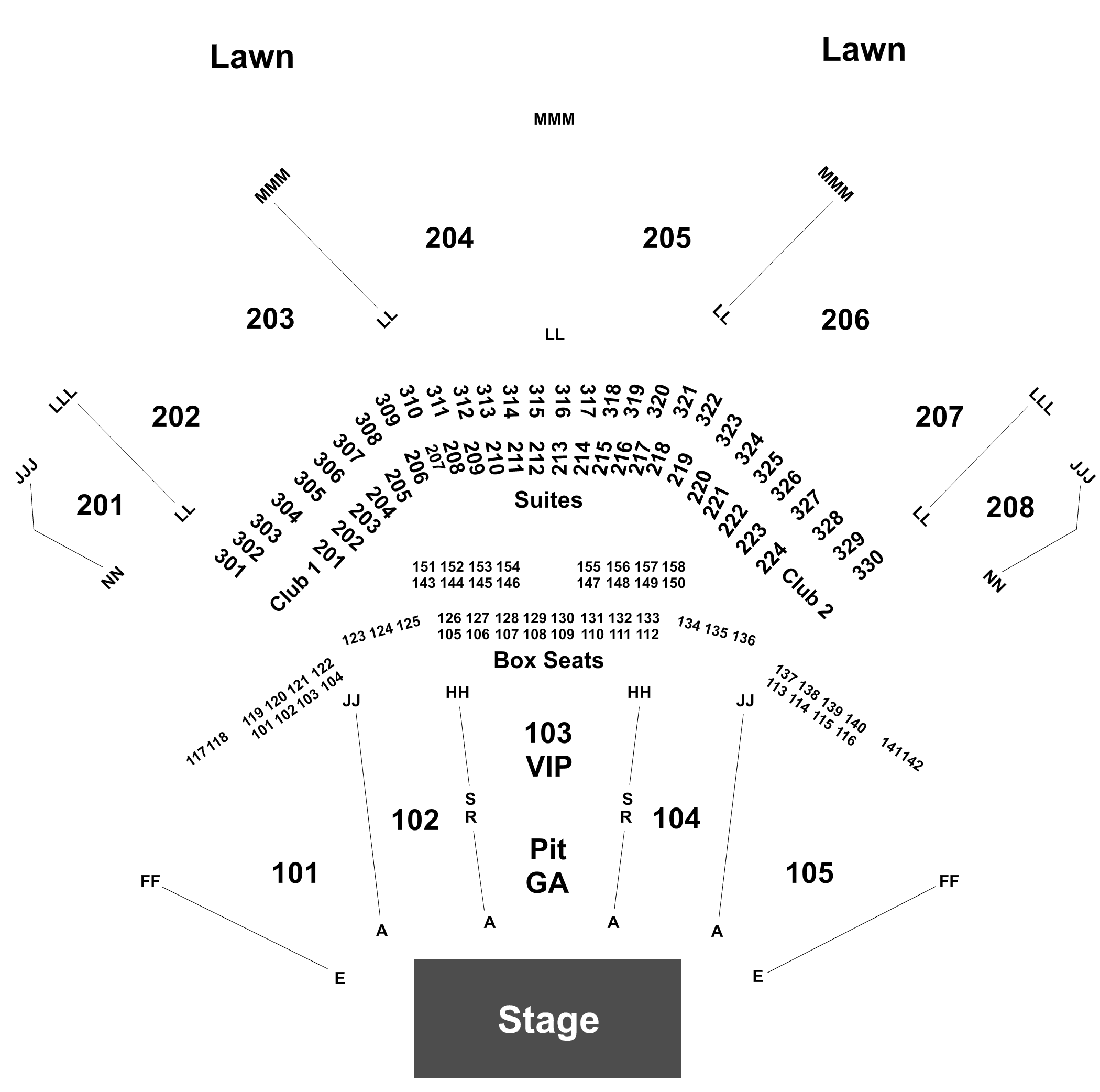 detailed hollywood casino amphitheatre seating chart