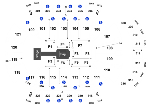Jacksonville Veterans Memorial Arena Seating Chart With Seat Numbers