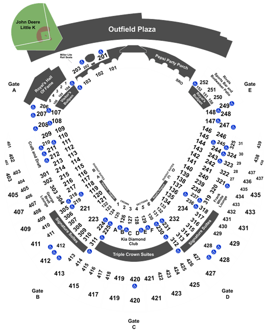 Kauffman Stadium, section 129, home of Kansas City Royals, page 1