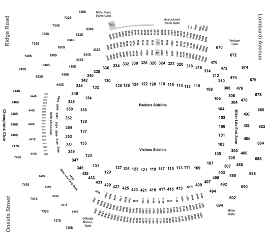 Green Bay Packers Lambeau Field Seating Chart