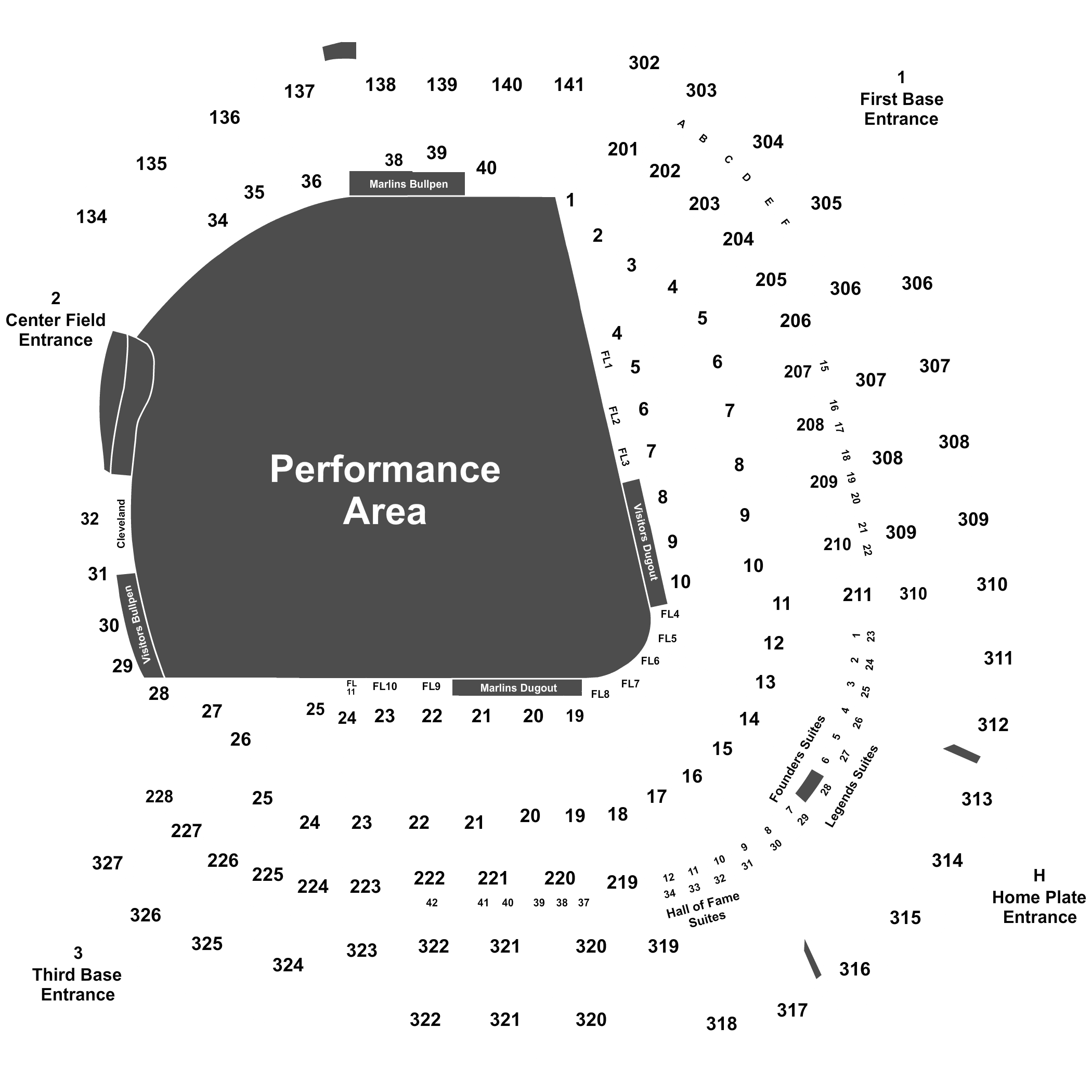 loanDepot park Seating Chart & Map