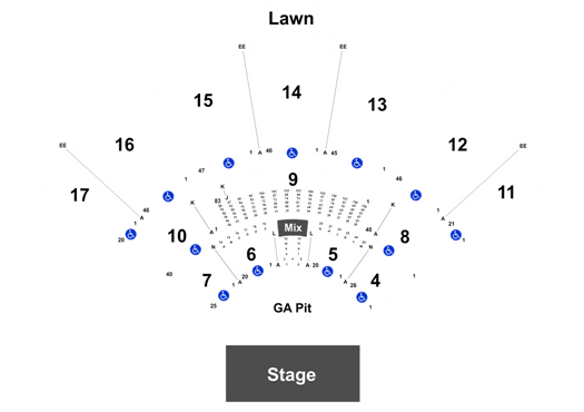 Midflorida Credit Union Amphitheatre Seating Chart With Seat Numbers