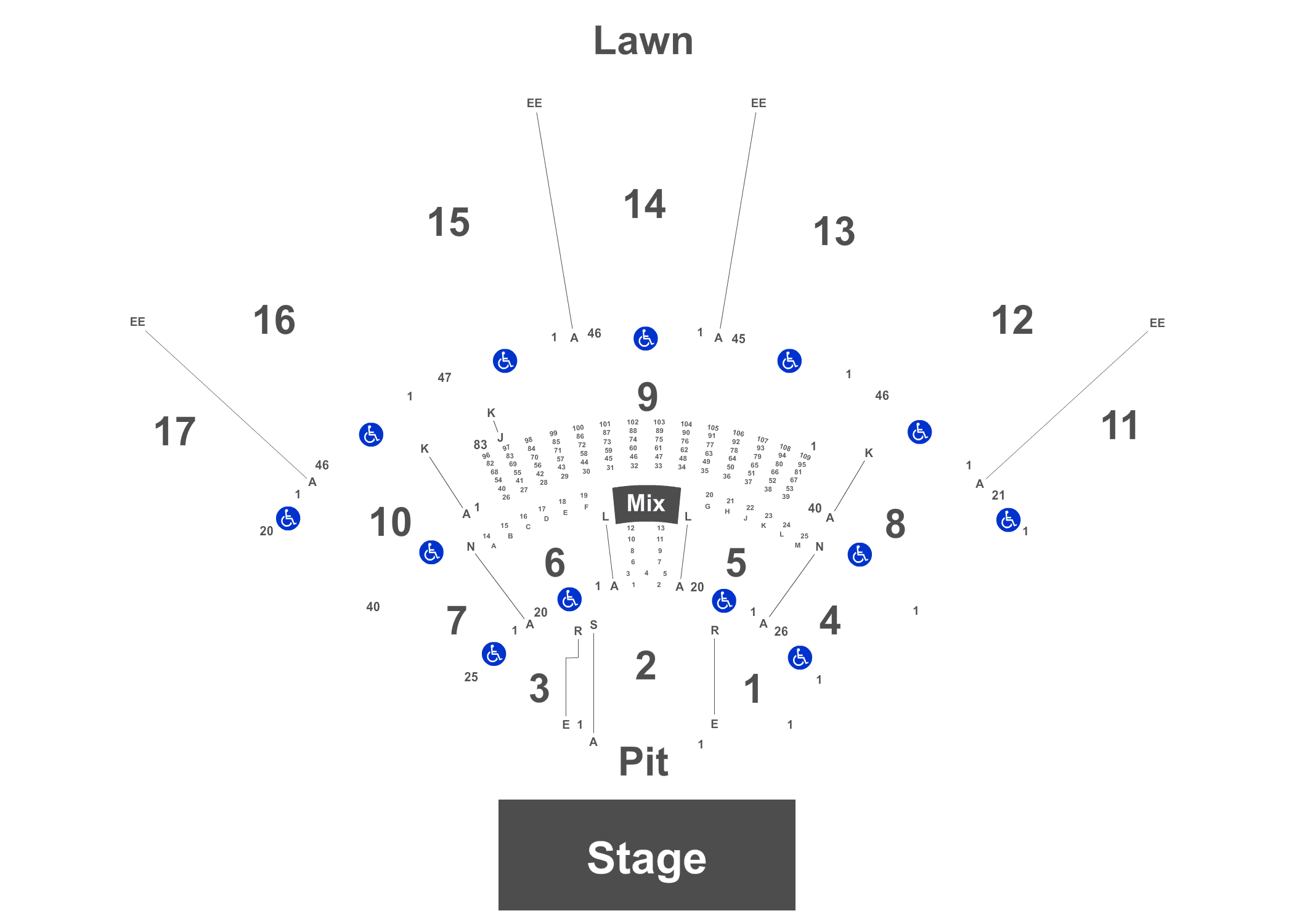 Midflorida Credit Union Amphitheatre Seating Chart With Seat Numbers