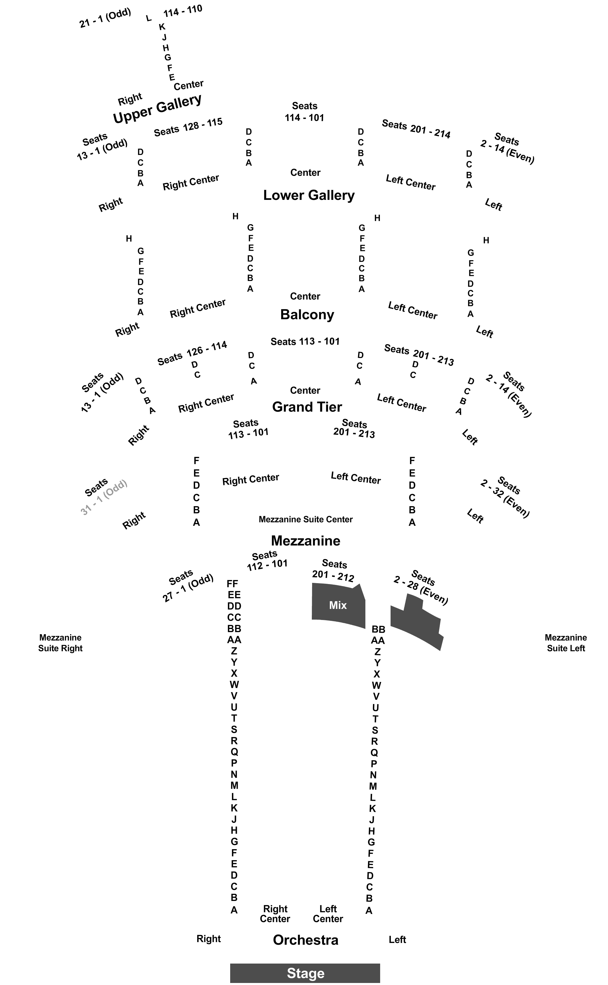 Orpheum Theatre Memphis Tennessee Seating Chart