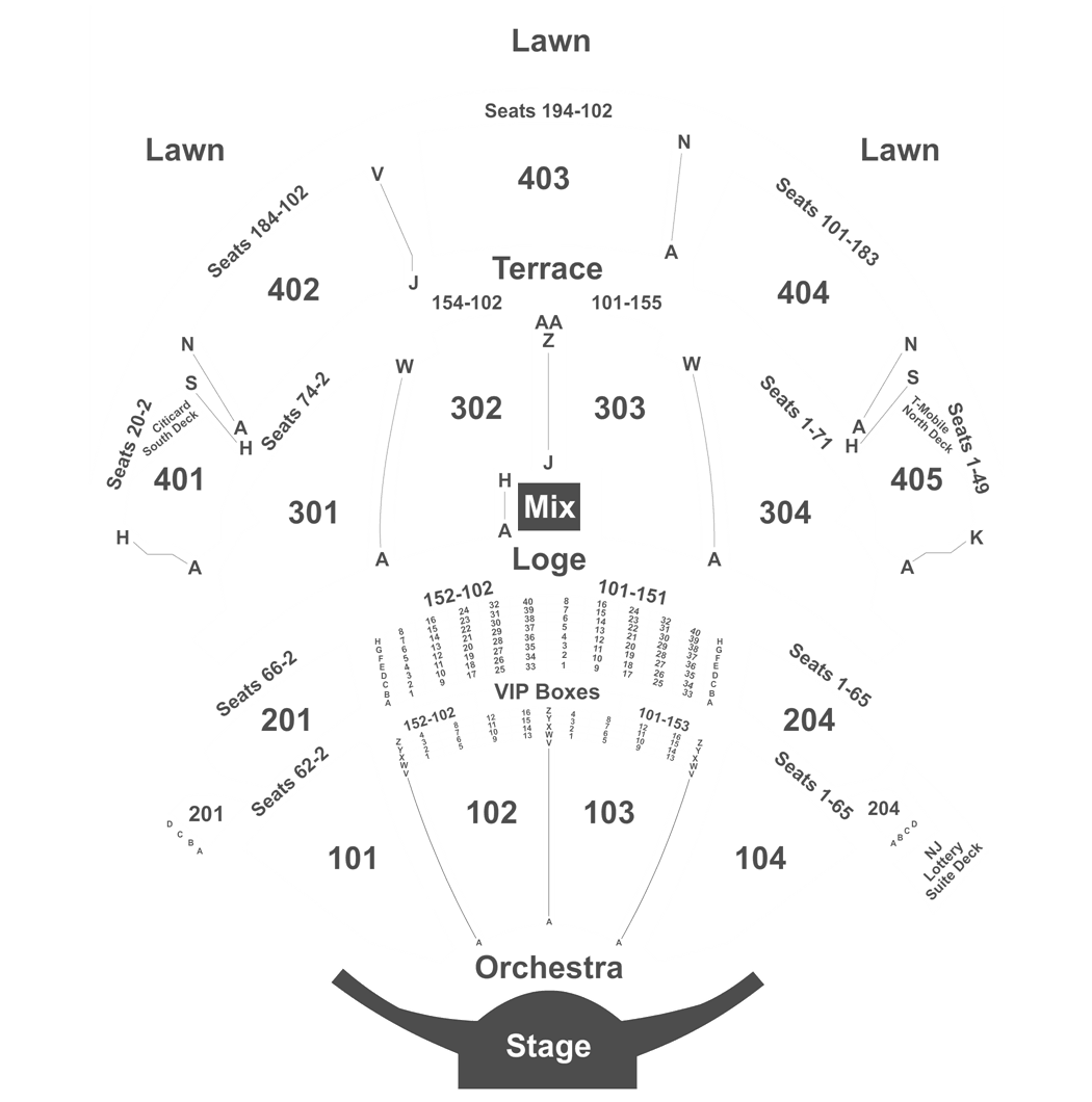 Pnc Bank Arts Center Seating Chart View