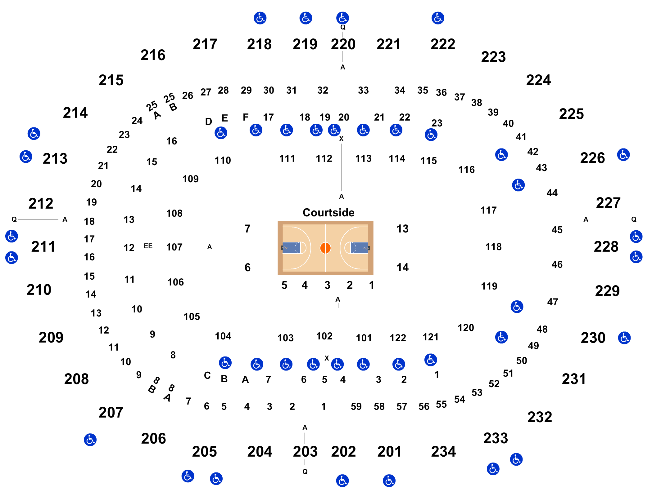 PPG Paints Arena seat & row numbers detailed seating chart