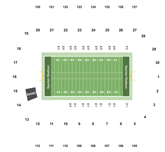 spartan stadium seating chart rows