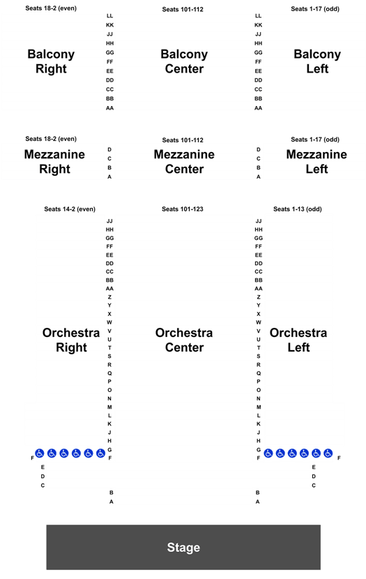 Weinberg Center Detailed Seating Chart