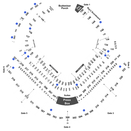 Tampa Bay Rays Detailed Seating Chart