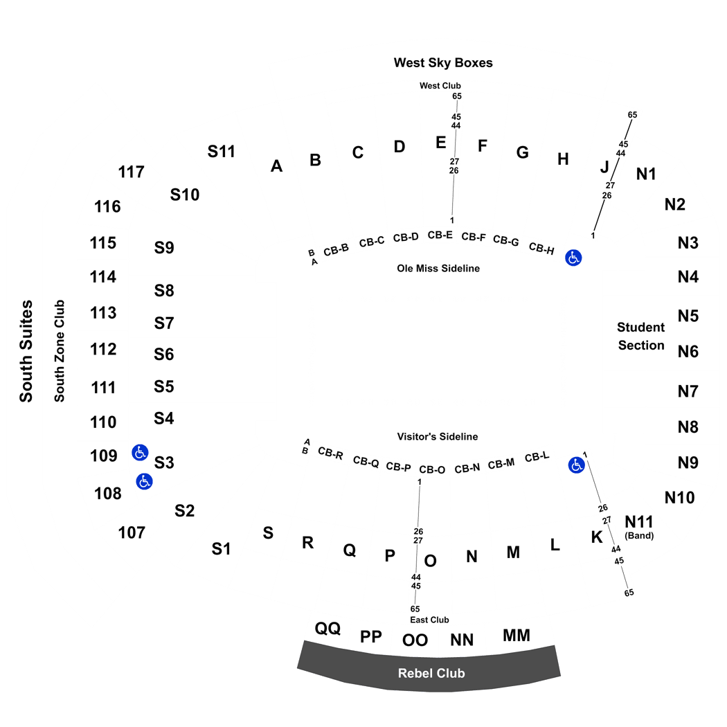 Vaught Hemingway Stadium Seating Chart With Seat Numbers